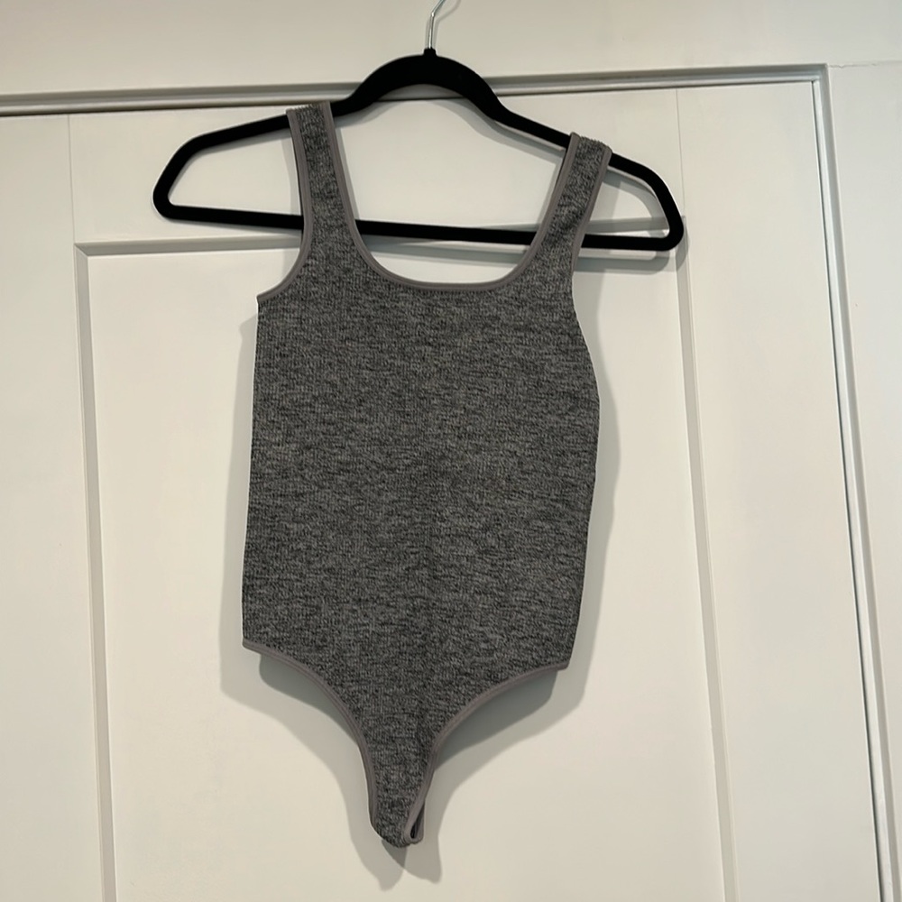 Grey ribbed bodysuit